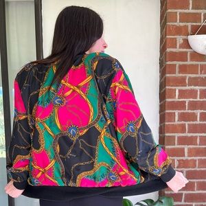 Alfred Dunner Swooshy Wacky Print Windbreaker Med